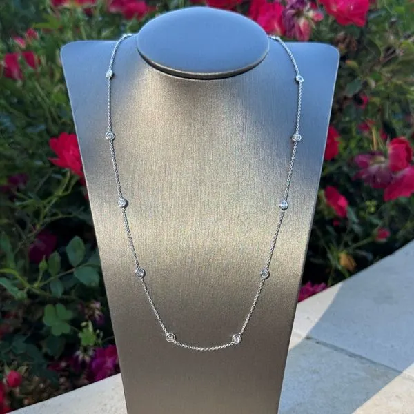 14KW Gold Lab Grown Diamond Station Necklace 1 CTW - 18