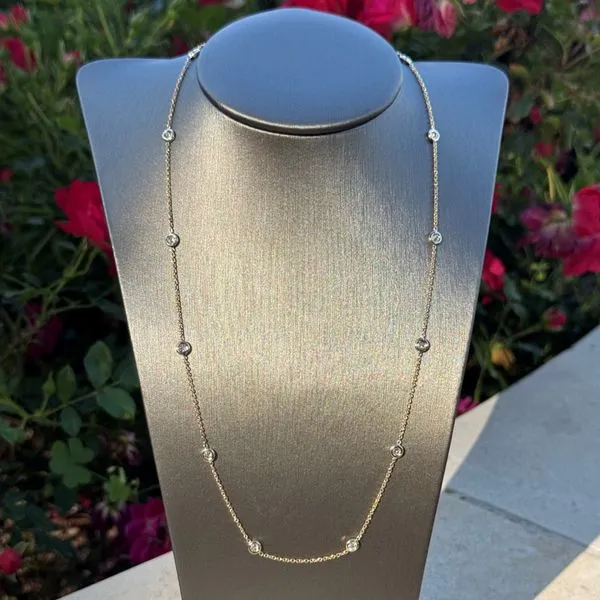 14KY Gold Lab Grown Diamond Station Necklace 1 CTW - 18