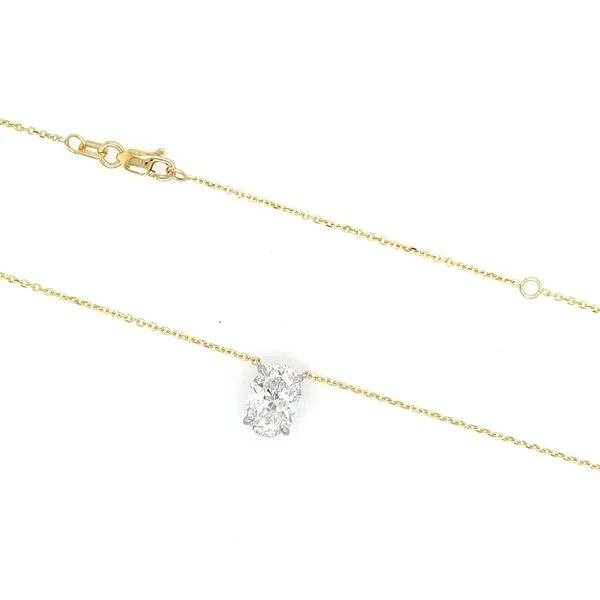14KY&W Necklace with 2.02 Ct Oval Lab Grown Diamond Solitaire Pendant - 18