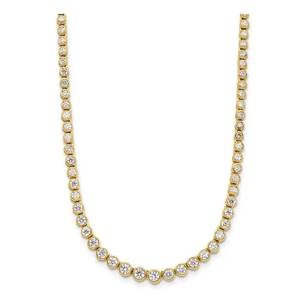 14KY Gold Lab Grown Diamond Graduated Bezel Set Necklace 3 CTW - 16