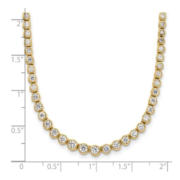 14KY Gold Lab Grown Diamond Graduated Bezel Set Necklace 3 CTW - 16