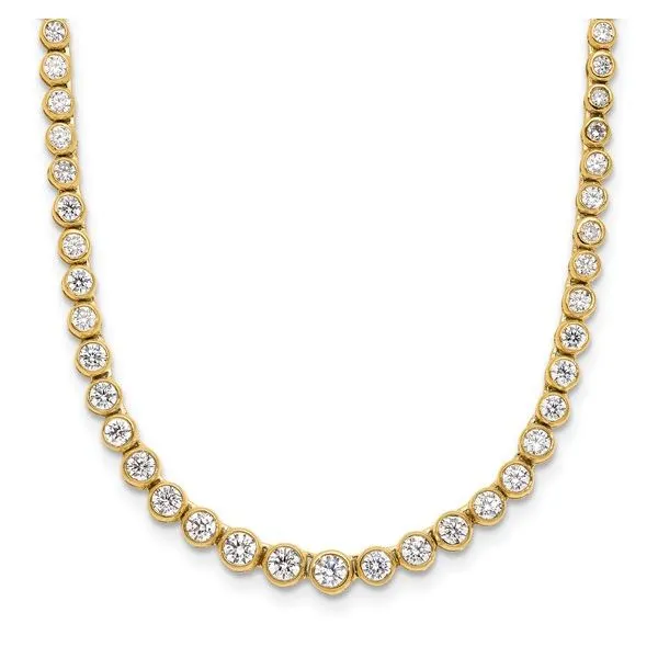 14KY Gold Lab Grown Diamond Graduated Bezel Set Necklace 3 CTW - 16