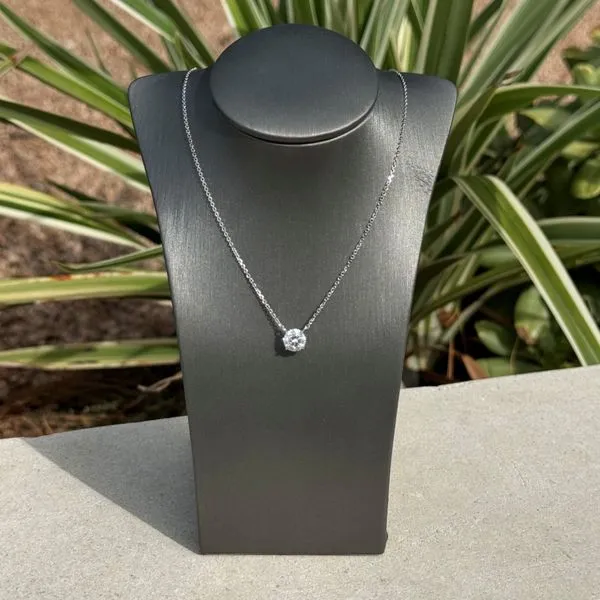 14KW Necklace with 1.04 Ct Round Lab Grown Diamond Solitaire Pendant - 18