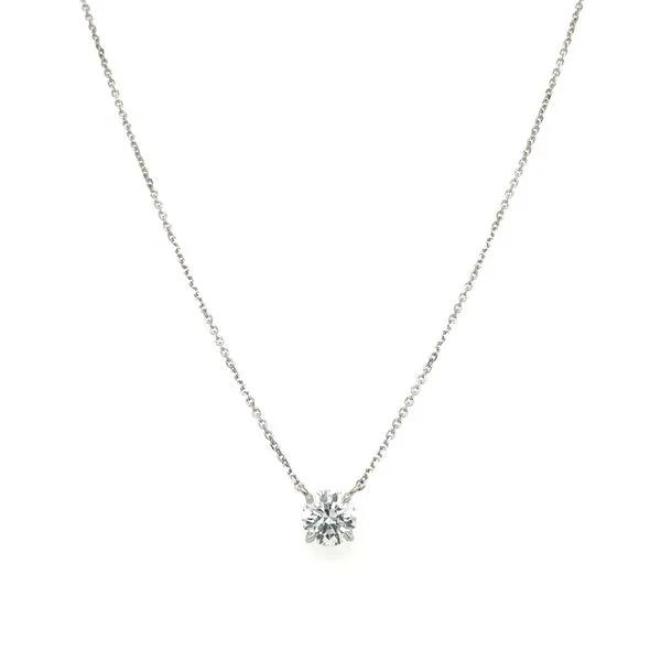 14KW Necklace with 1.04 Ct Round Lab Grown Diamond Solitaire Pendant - 18