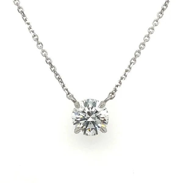 14KW Necklace with 1.04 Ct Round Lab Grown Diamond Solitaire Pendant - 18