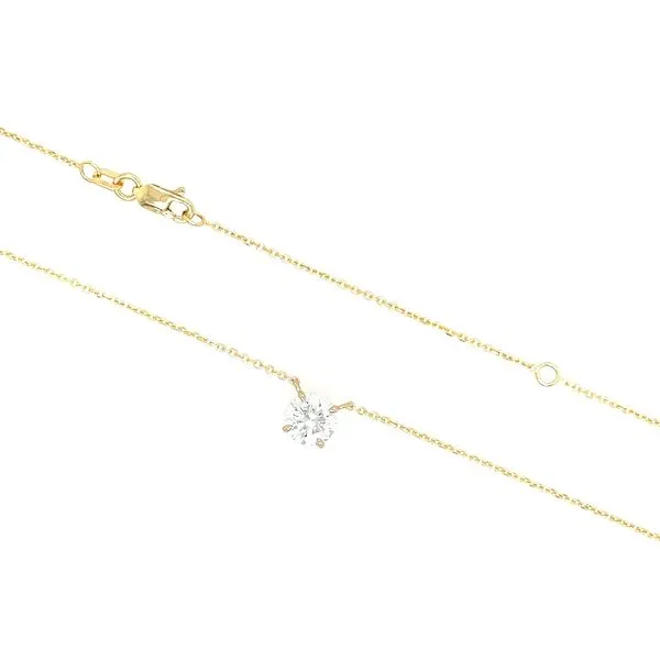 14KY Necklace with 1.00 Ct Round Lab Grown Diamond Solitaire Pendant - 18