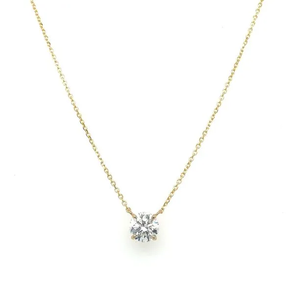 14KY Necklace with 1.00 Ct Round Lab Grown Diamond Solitaire Pendant - 18