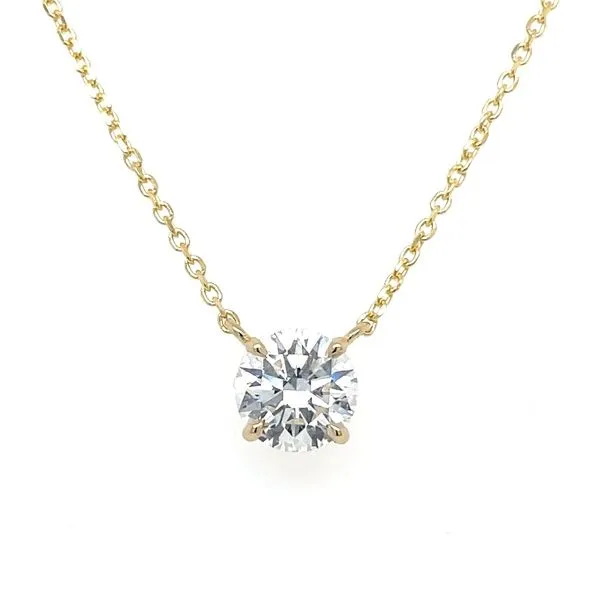 14KY Necklace with 1.00 Ct Round Lab Grown Diamond Solitaire Pendant - 18
