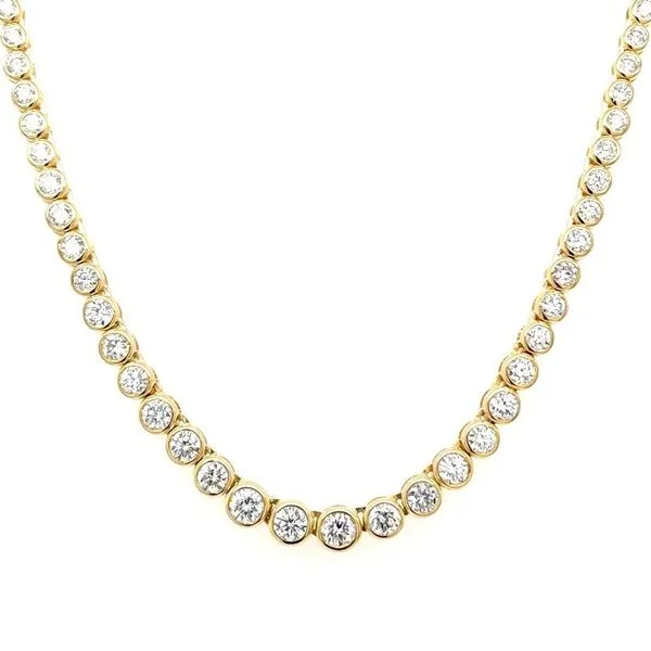14KY Gold Lab Grown Diamond Graduated Bezel Set Necklace 3 CTW - 16