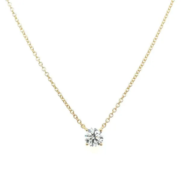 14KY Necklace with 1/2 Ct Round Lab Grown Diamond Solitaire Pendant - 18