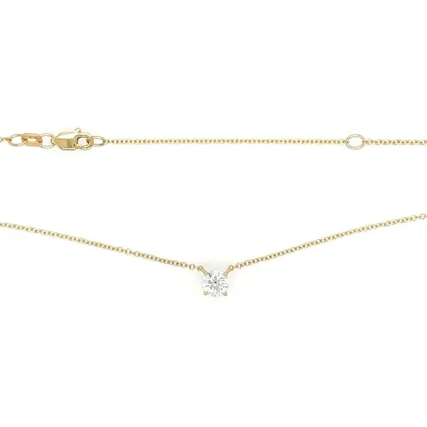 14KY Necklace with 1/2 Ct Round Lab Grown Diamond Solitaire Pendant - 18