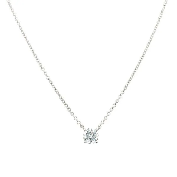 14KW Necklace with 1/2 Ct Round Lab Grown Diamond Solitaire Pendant - 18