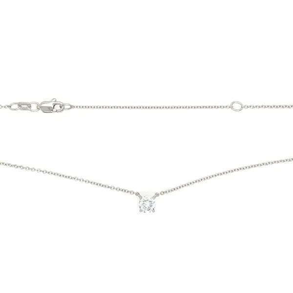 14KW Necklace with 1/2 Ct Round Lab Grown Diamond Solitaire Pendant - 18
