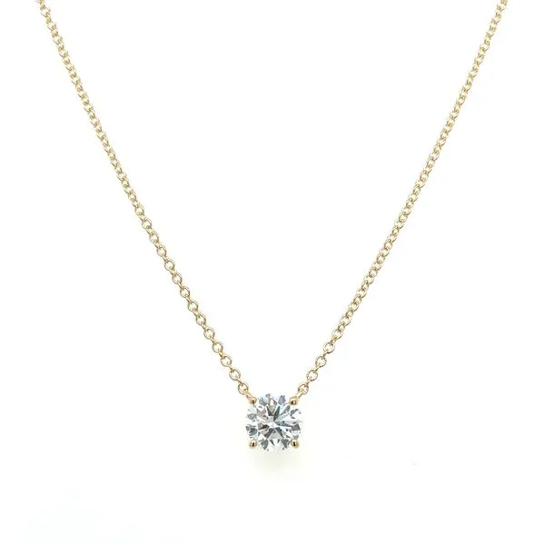 14KY Necklace with 3/4 Ct Round Lab Grown Diamond Solitaire Pendant - 18