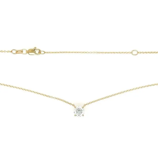 14KY Necklace with 3/4 Ct Round Lab Grown Diamond Solitaire Pendant - 18