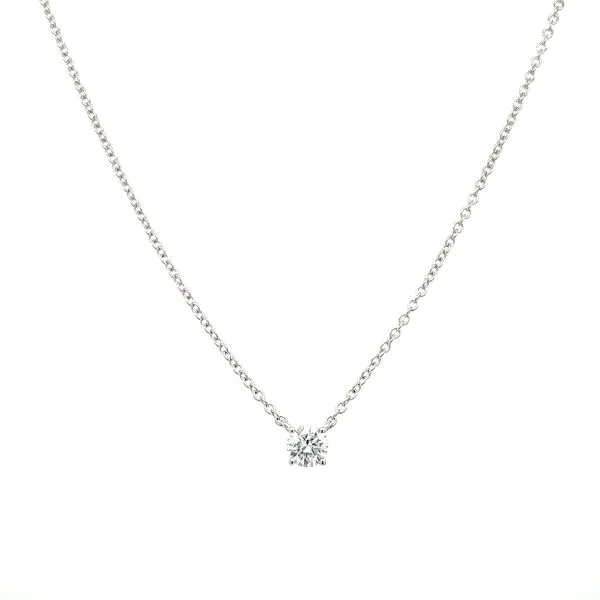 14KW Necklace with 1/4 Ct Round Lab Grown Diamond Solitaire Pendant - 18