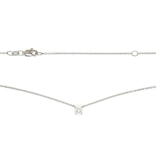 14KW Necklace with 1/4 Ct Round Lab Grown Diamond Solitaire Pendant - 18