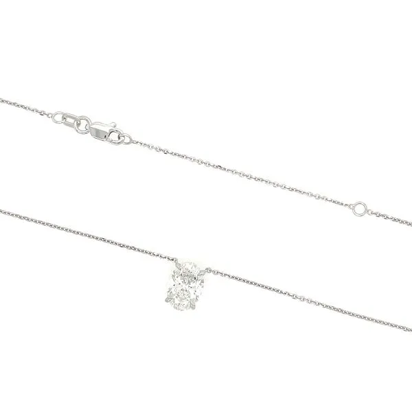 14KW Necklace with 2.04 Ct Oval Lab Grown Diamond Solitaire Pendant - 18