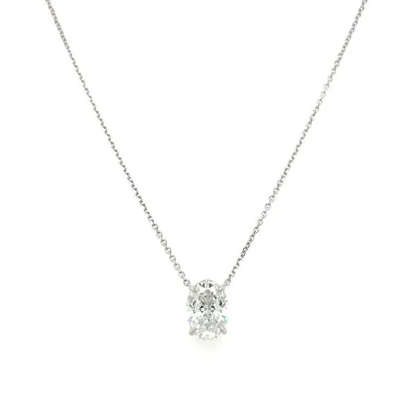 14KW Necklace with 2.04 Ct Oval Lab Grown Diamond Solitaire Pendant - 18
