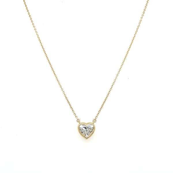 14KY Necklace with Bezel Set Heart Shape Lab Grown Diamond Solitaire Pendant - 18