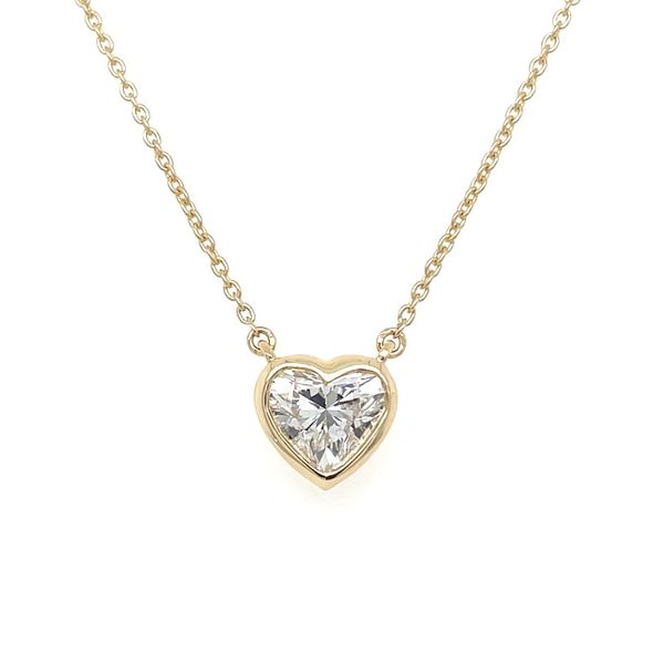 14KY Necklace with Bezel Set Heart Shape Lab Grown Diamond Solitaire Pendant - 18