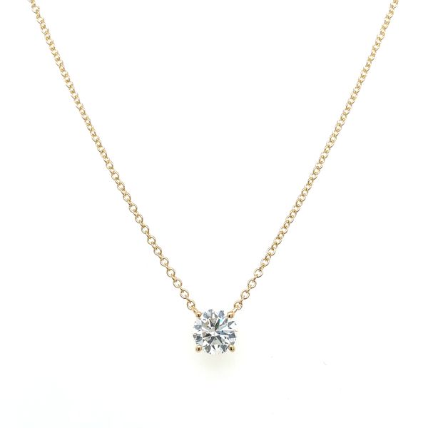 14KY Necklace with 3/4 Ct Round Lab Grown Diamond Solitaire Pendant - 18