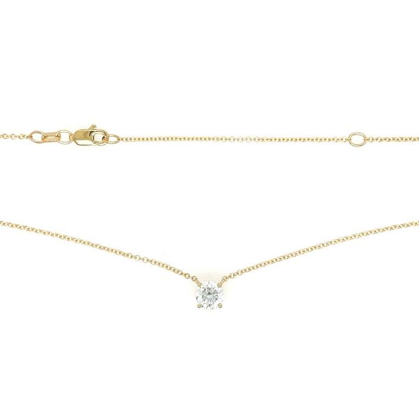 14KY Necklace with 3/4 Ct Round Lab Grown Diamond Solitaire Pendant - 18