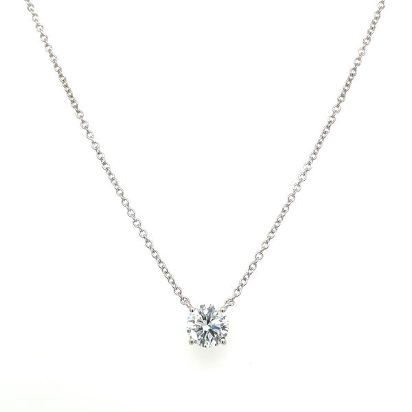 14KW Necklace with 3/4 Ct Round Lab Grown Diamond Solitaire Pendant - 18