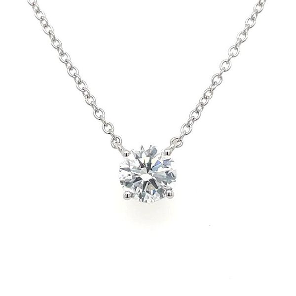 14KW Necklace with 3/4 Ct Round Lab Grown Diamond Solitaire Pendant - 18