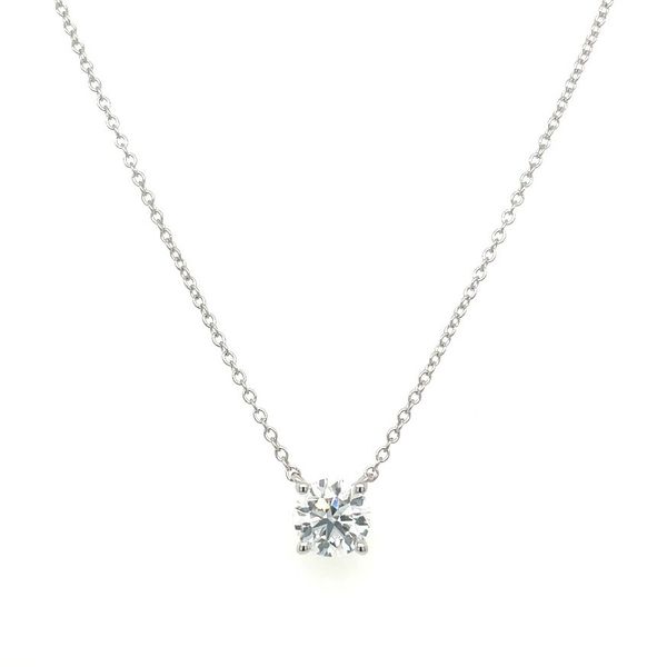 14KW Necklace with 1.05 Ct Round Lab Grown Diamond Solitaire Pendant - 18