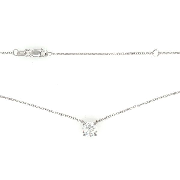 14KW Necklace with 1.05 Ct Round Lab Grown Diamond Solitaire Pendant - 18