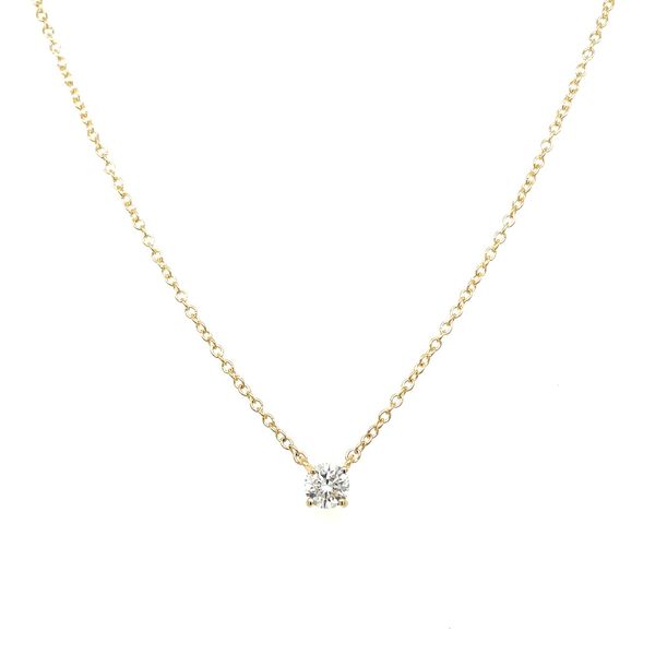 14KY Necklace with 1/4 Ct Round Lab Grown Diamond Solitaire Pendant - 18