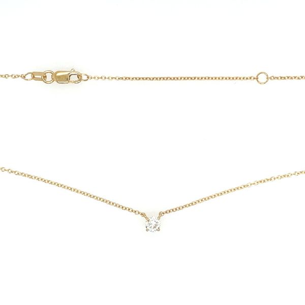 14KY Necklace with 1/4 Ct Round Lab Grown Diamond Solitaire Pendant - 18