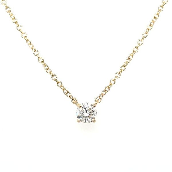 14KY Necklace with 1/4 Ct Round Lab Grown Diamond Solitaire Pendant - 18