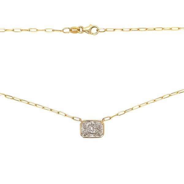 14KY Necklace with Bezel Set 2 Ct Radiant Lab Grown Diamond Solitaire Pendant - 18