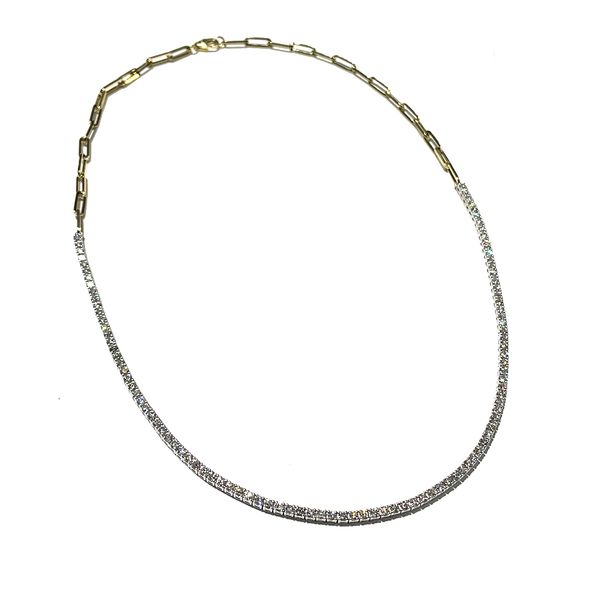 14K Y&W Gold Paperclip Lab Diamond Tennis Necklace 2.96 CTW - 17