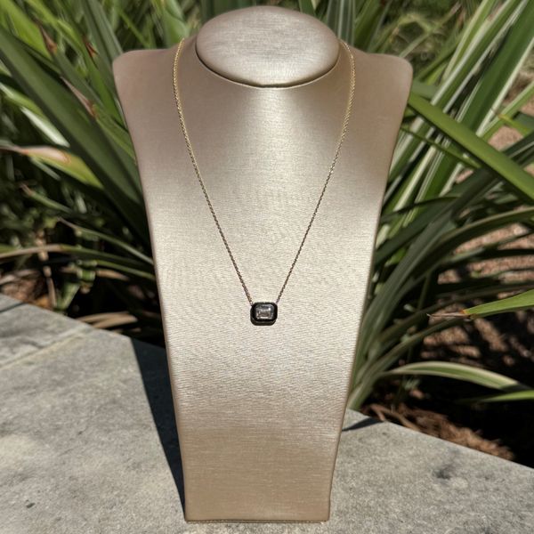 14KY Necklace with 1.08 Ct Emerald Lab Grown Diamond Enameled Pendant - 18