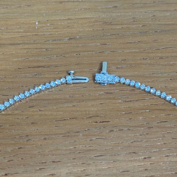 14KW Gold Graduated Riviera Lab Diamond Necklace 10 CTW - 17