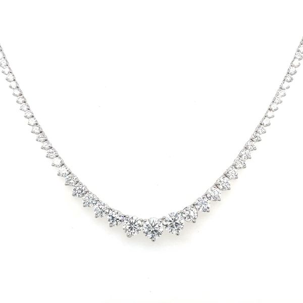 14KW Gold Graduated Riviera Lab Diamond Necklace 10 CTW - 17