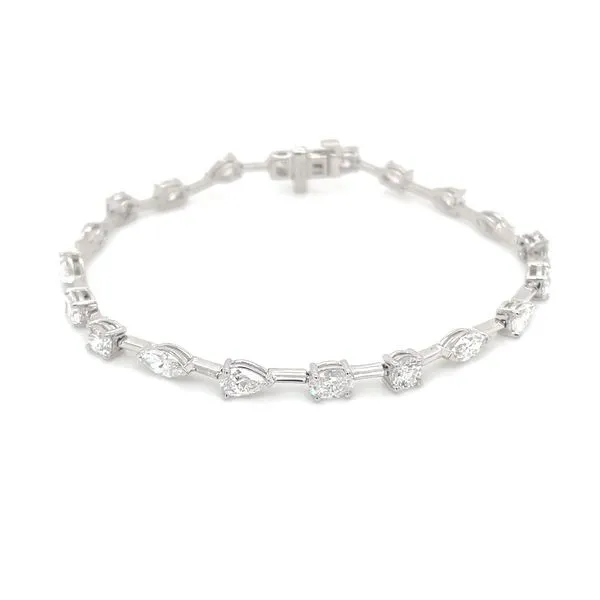 14KW Gold 5 CTW Multi Shape Lab Diamond Wire Tennis Bracelet 7