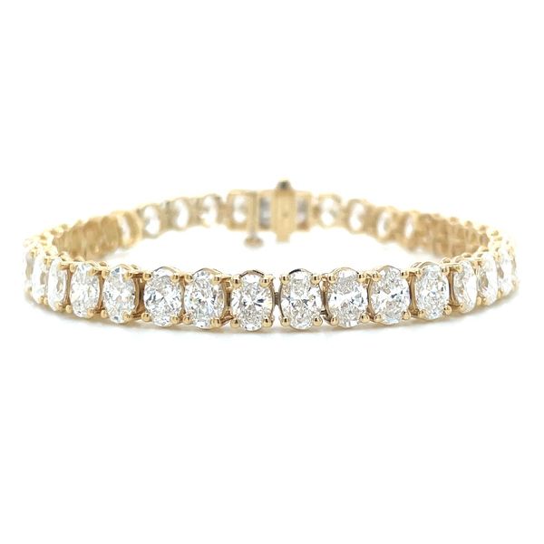 14KY Gold 15 CTW Oval Lab Grown Diamond Tennis Bracelet 7.25