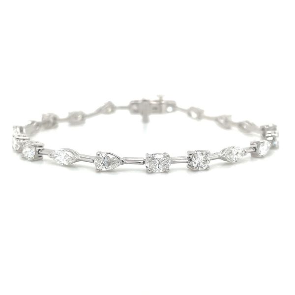 14KW Gold 5 CTW Multi Shape Lab Diamond Wire Tennis Bracelet 7