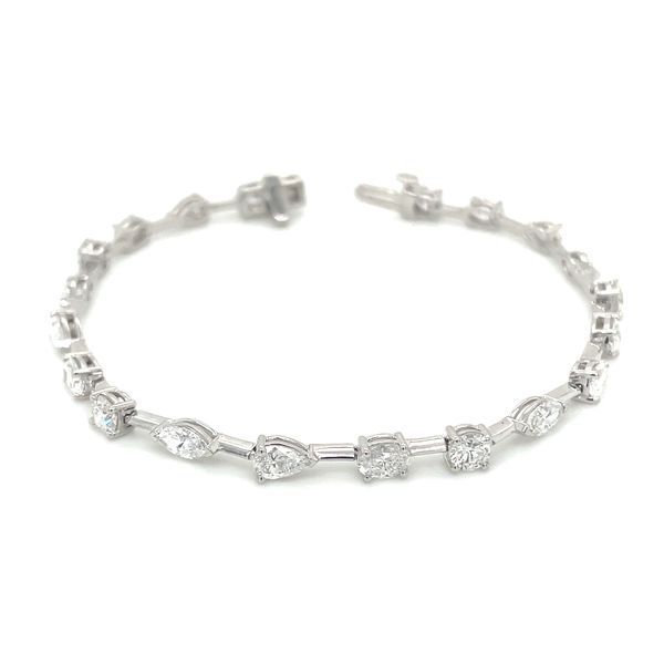 14KW Gold 5 CTW Multi Shape Lab Diamond Wire Tennis Bracelet 7