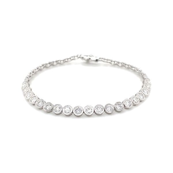 14KW Gold 5 CTW Round Bezel Set Lab Diamond Tennis Bracelet 7