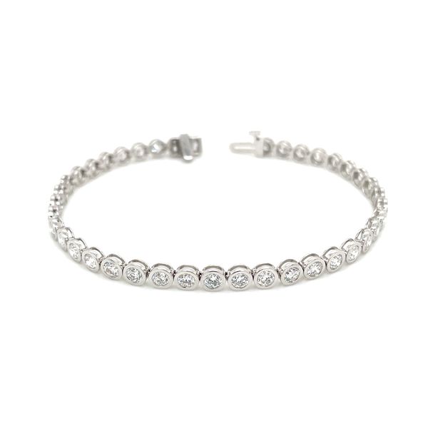 14KW Gold 5 CTW Round Bezel Set Lab Diamond Tennis Bracelet 7