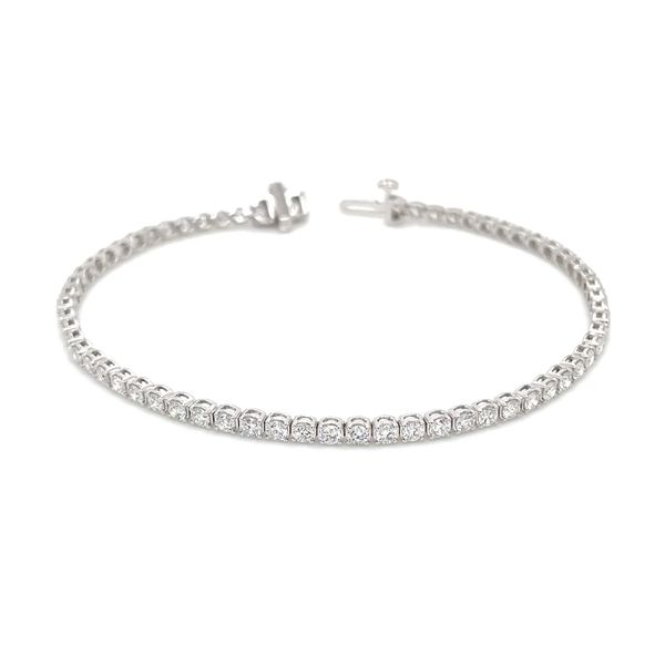 14KW Gold 3 CTW Round Lab Grown Diamond Tennis Bracelet 7