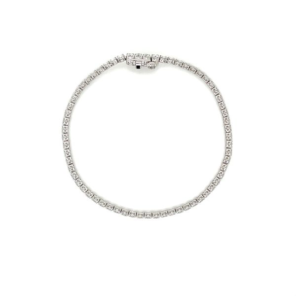 14KW Gold 3 CTW Round Lab Grown Diamond Tennis Bracelet 7