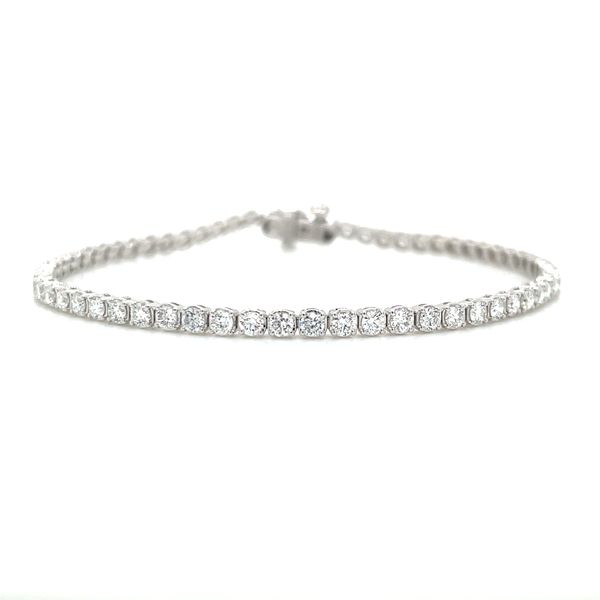 14KW Gold 3 CTW Round Lab Grown Diamond Tennis Bracelet 7