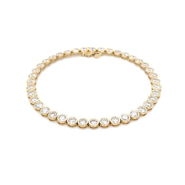 14KY Gold 5 CTW Round Bezel Set Lab Diamond Tennis Bracelet 7