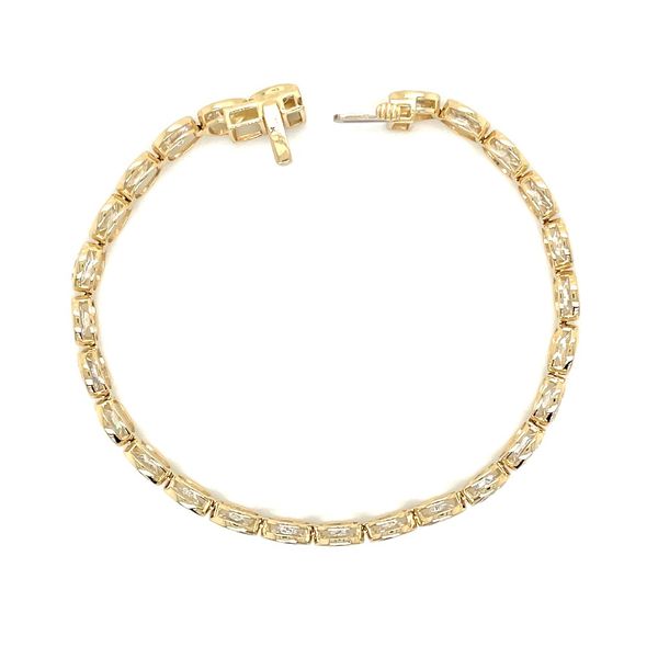 14KY Gold East West 10 CTW Oval Bezel Set Lab Diamond Tennis Bracelet 7